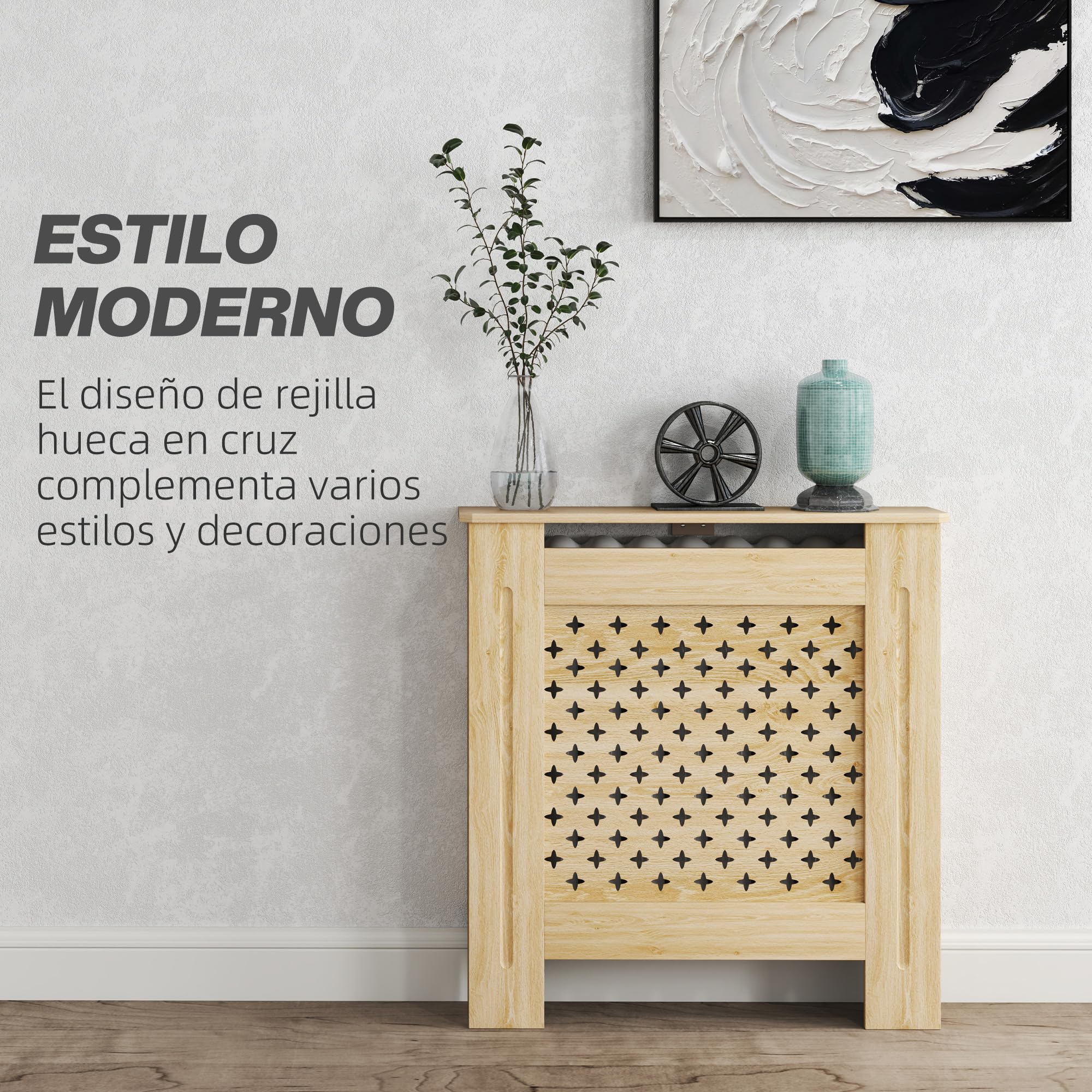 HOMCOM Cubre Radiadores Cubierta para Radiador de MDF 78x19x82 cm Cubreradiador para Salón Dormitorio Pasillo Roble