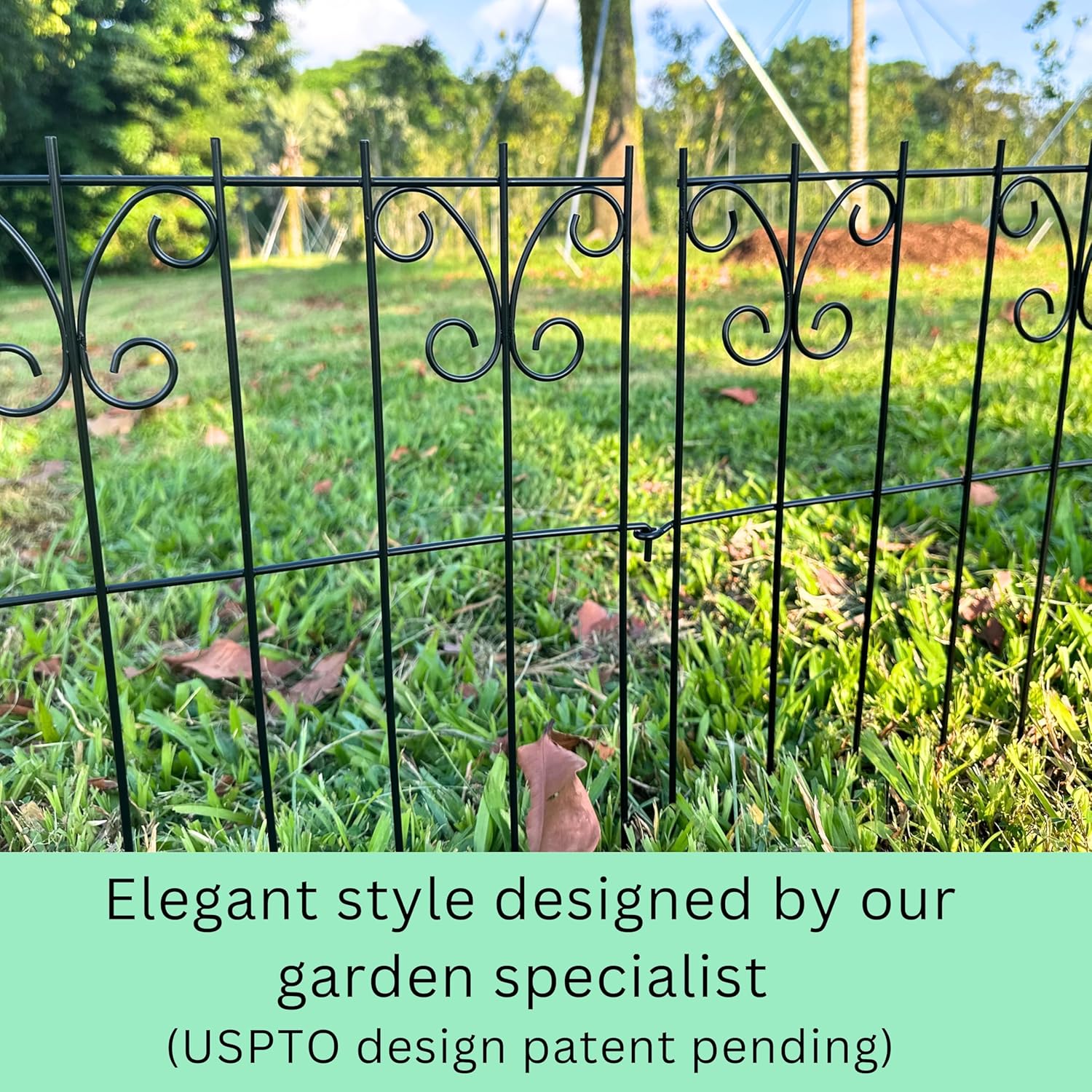 ShopLaLa Garden Fencing Outdoor (20 Panels) 12in(L) x 16.5in(H) Rustproof Black Metal Wire Animal Barrier Fences, Butterfly Flower Bed Edging for Landscape Patio Decor, Small Dog Fences for the Yard