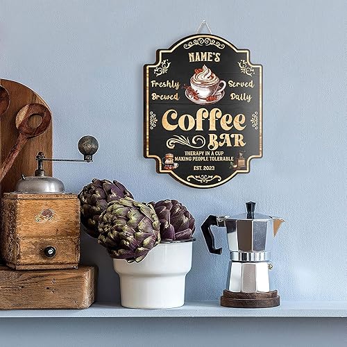 Miniatura 6 de Artsy Woodsy Letrero personalizado de madera para barra de café (no tallada o neón), placa de pared para decoración de cocina, regalos