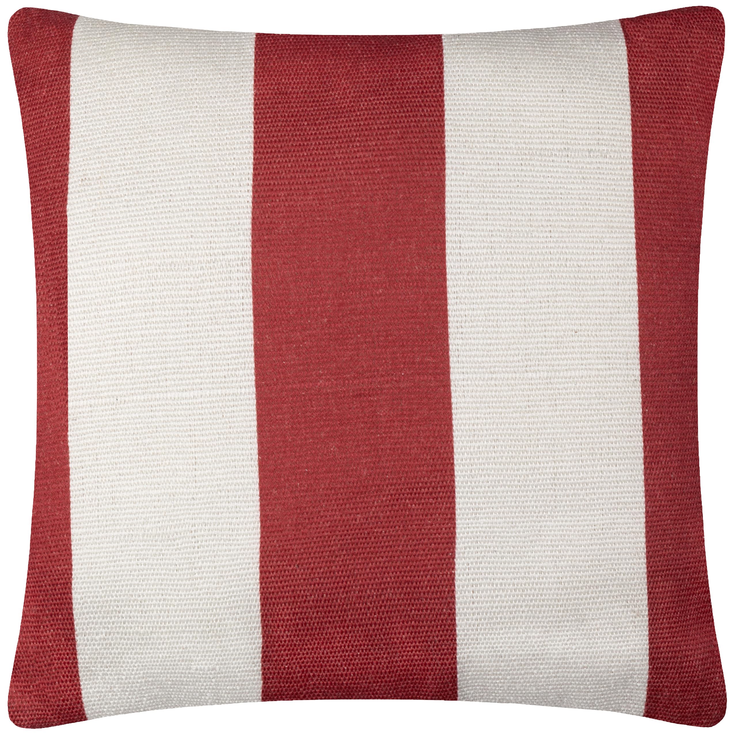 furn. Deck Stripe Woven Outdoor Cushion – Reversible Bold Stripe Design, Heavy-Duty Fabric for Lasting Use (White/Red, Polyester Filled, 59x59cm)