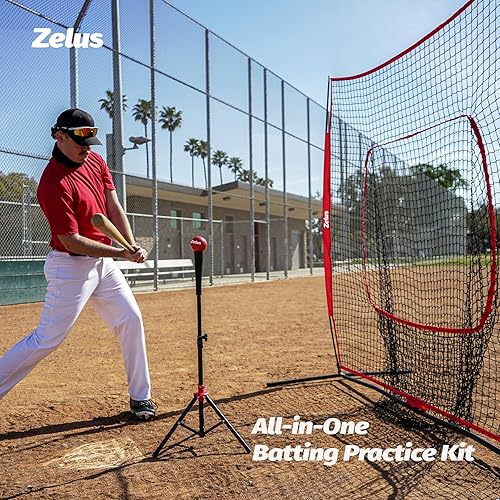Miniatura 3 de ZELUS 7x7ft Baseball Softball Practice Net  Portable Baseball Net with Tee 28 16oz Weighted Baseball and Carry Bag for Batting Hitting and Pitching
