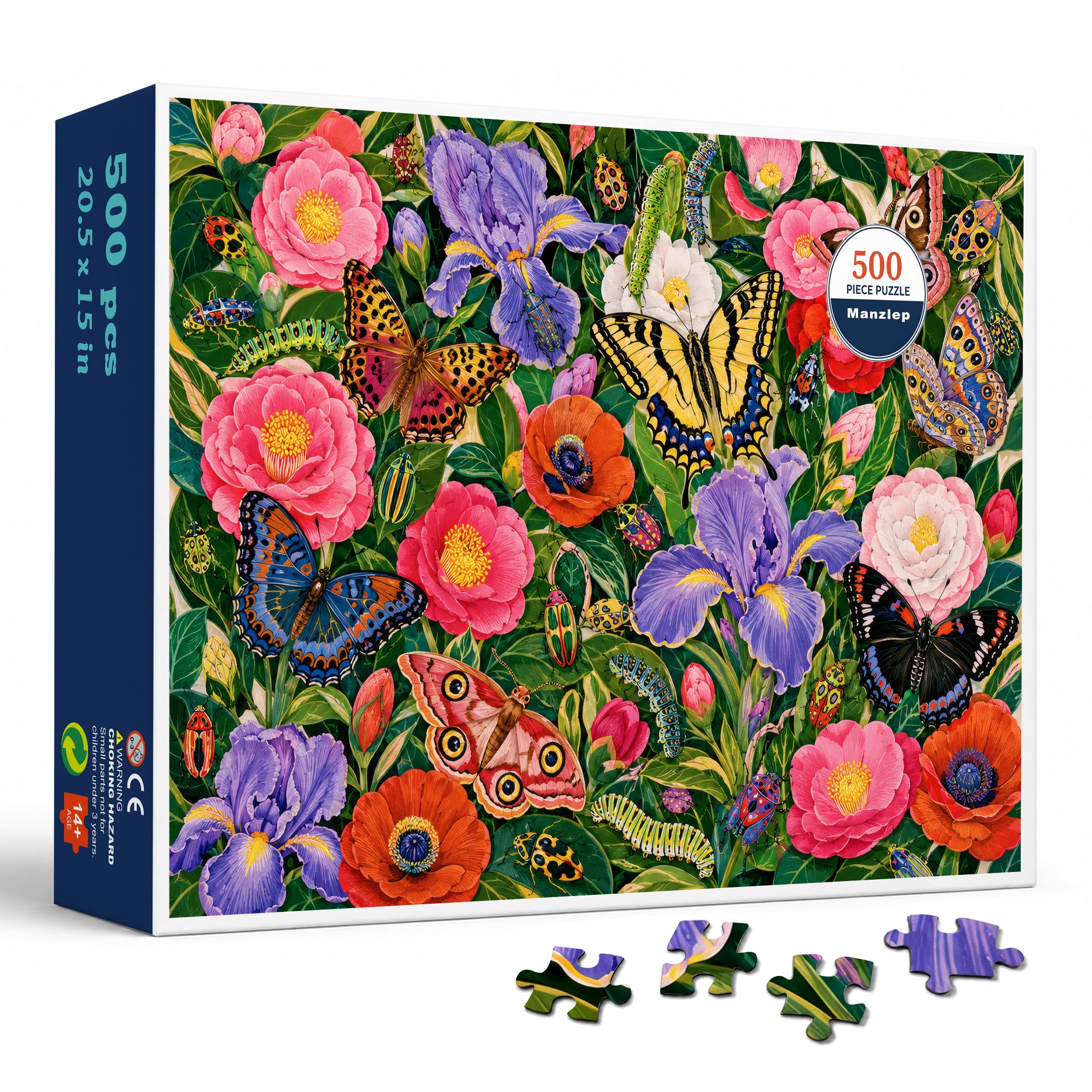 Manzlep Butterfly Garden 500 Piece Puzzle for Adults & Teens