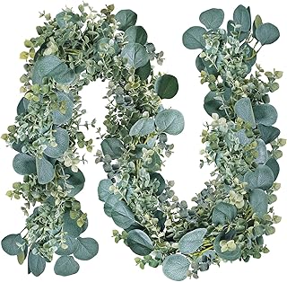 8.3' Long Faux Eucalyptus Greenery Garland - Silver Dollar Eucalyptus fo...