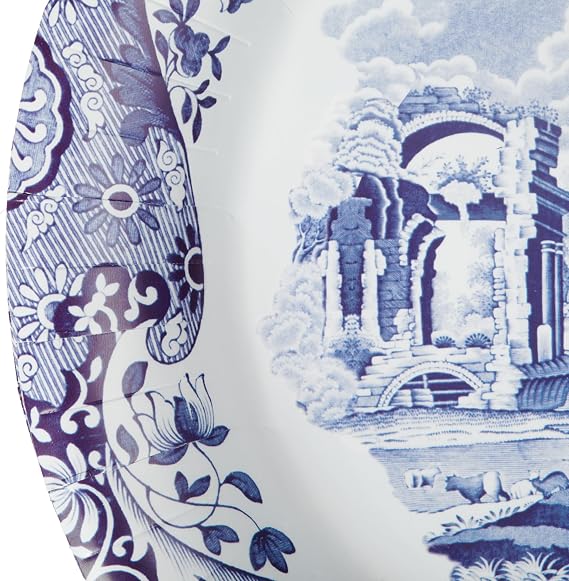 C.R. Gibson TW12-25755 Spode Blue Italia Disposable Paper Dinner Plates, 10.25 Diameter, Multicolor, 8 Pieces
