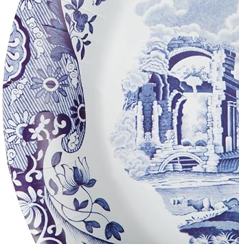 C.R. Gibson TW12-25755 Spode Blue Italia Disposable Paper Dinner Plates, 10.25 Diameter, Multicolor, 8 Pieces