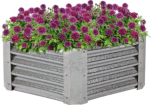 Sunnydaze - Arriate de metal elevado, acero galvanizado, 40 pulgadas, rectangular, kit para plantas y verduras, 16 pulgadas de profundidad