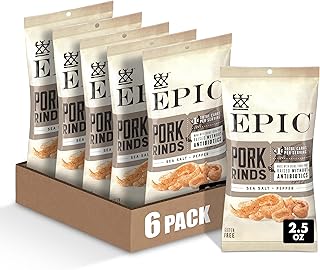 EPIC Sea Salt & Pepper Pork Rinds, Keto Friendly, Paleo Friendly, 2.5 oz...
