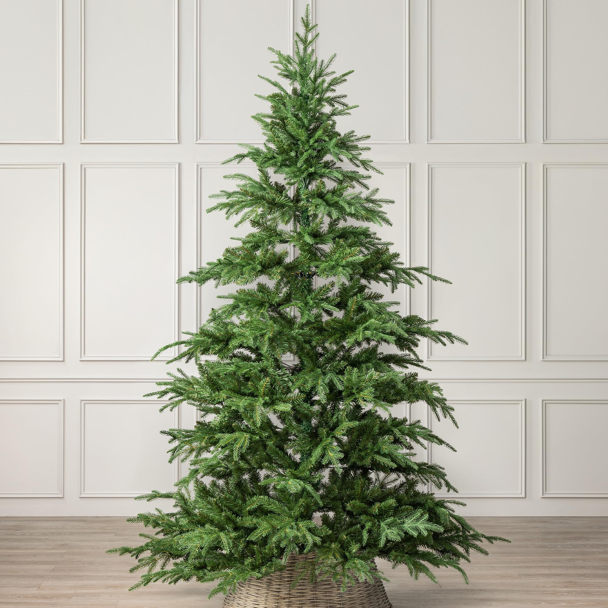 Christow 8Ft - Nordmann Fir Artificial Christmas Tree 8Ft, Realistic Nordmann Fir With Lifelike Pe & Pvc Tips, Rustic Woodland Shape, Hinged Branches, Twist-Lock Poles, Green Metal Stand For Easy Display, 240Cm X 145Cm