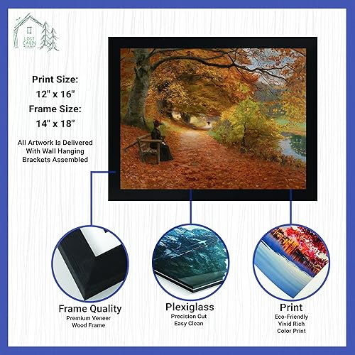 Miniatura 2 de Cabaña perdida un camino boscoso en otoño por Hans Andersen Brendekilde  Impresión enmarañada en marco plano negro  Reproducción de pinturas de