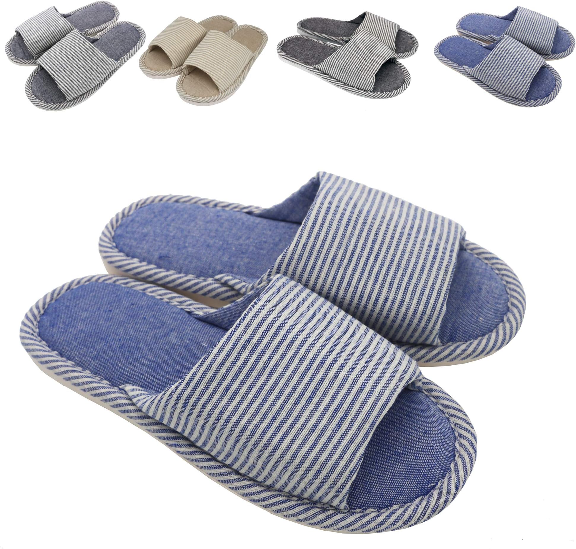 zisheng2019 Home Slippers Women's Couple Cotton Flax Casual Memory Foam Open Toe Super Soft Light Comfortable and Breathable House Anti-Slip for Indoor Outdoor 250mm