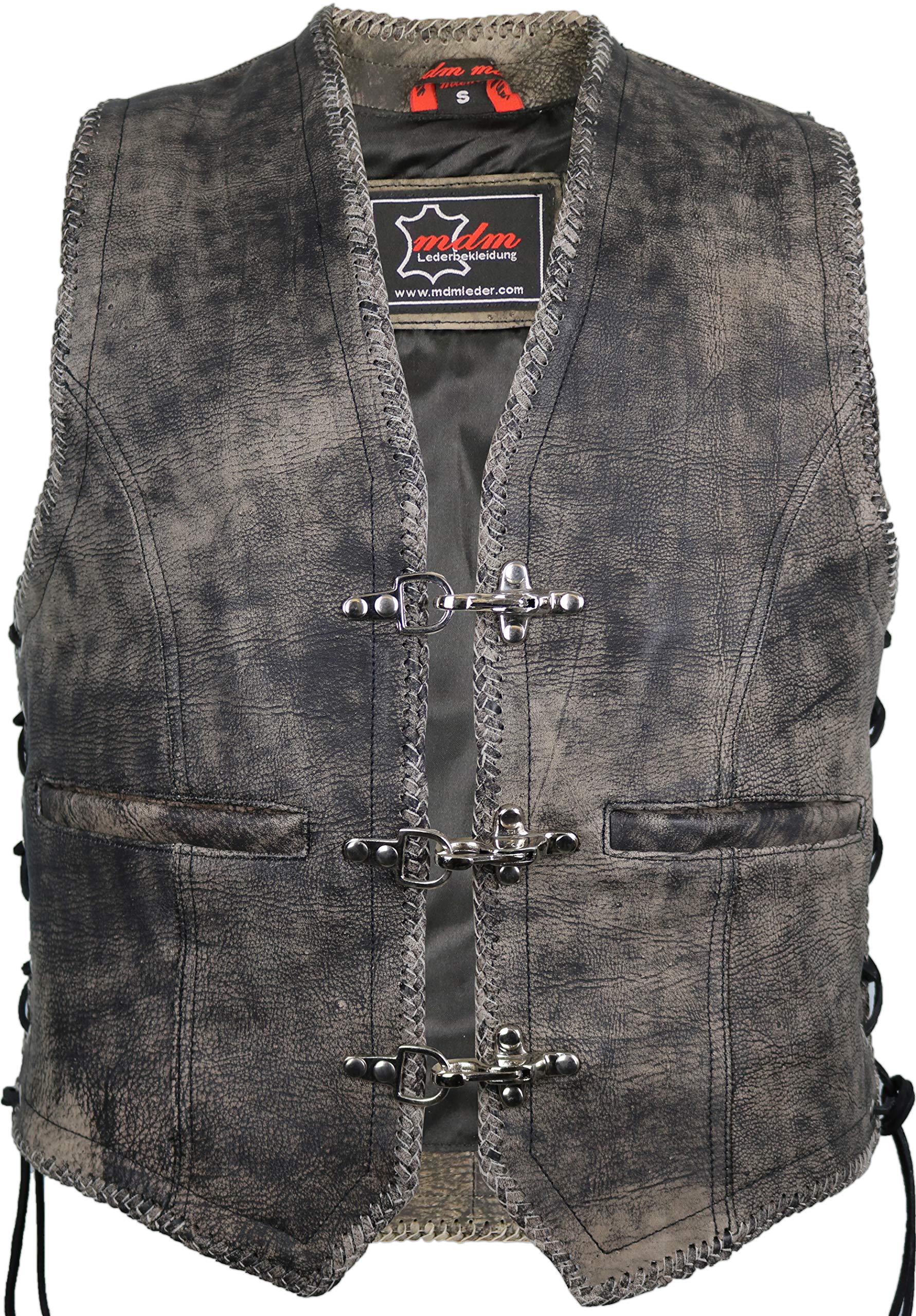 MDM Gilet in pelle per motociclisti, stile retrò