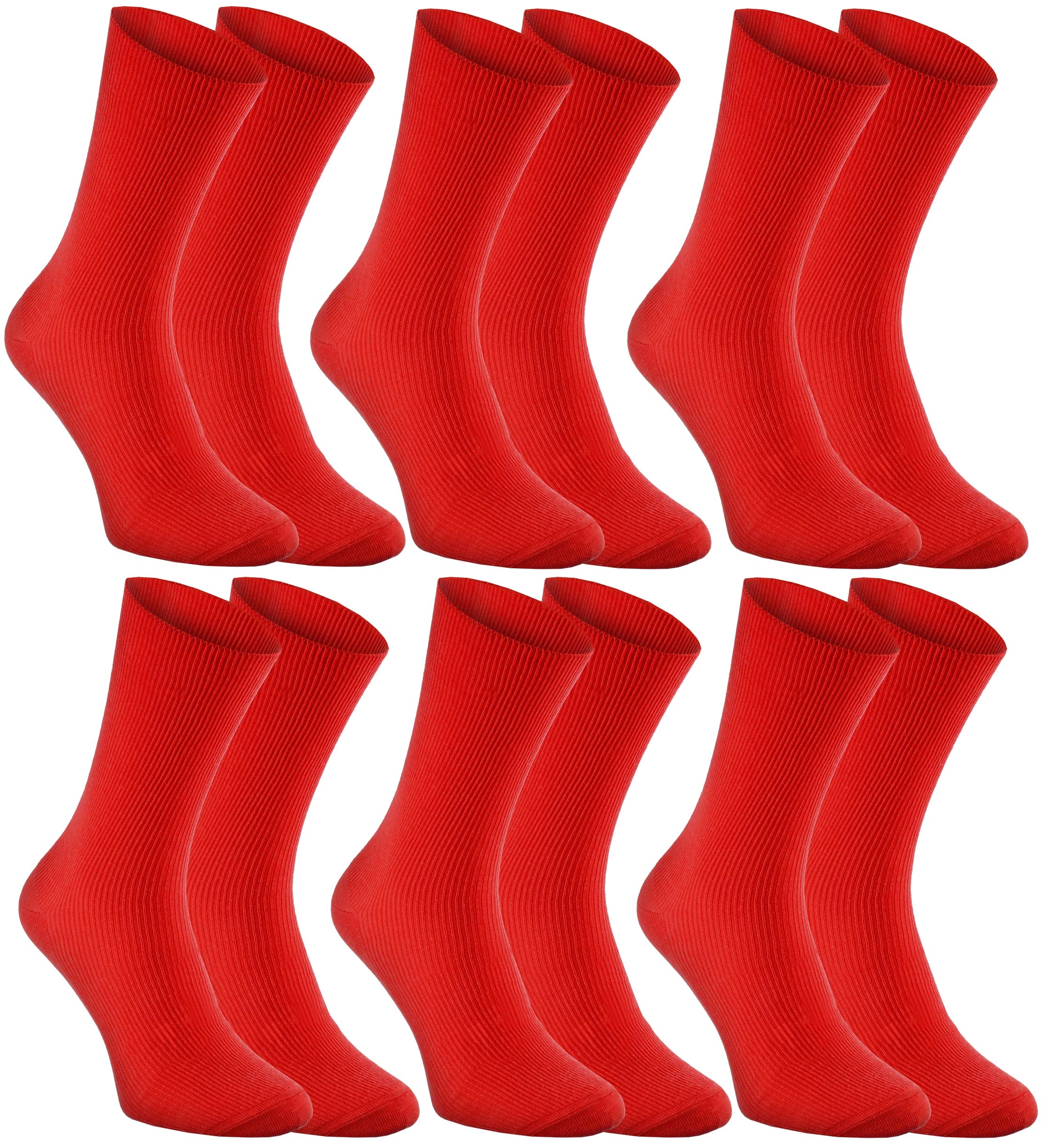 Rainbow Socks Women's 6Xred - Men Antibacterial Diabetic Non Elastic Loose Socks - 6 Paar - Rot - Size 4-6