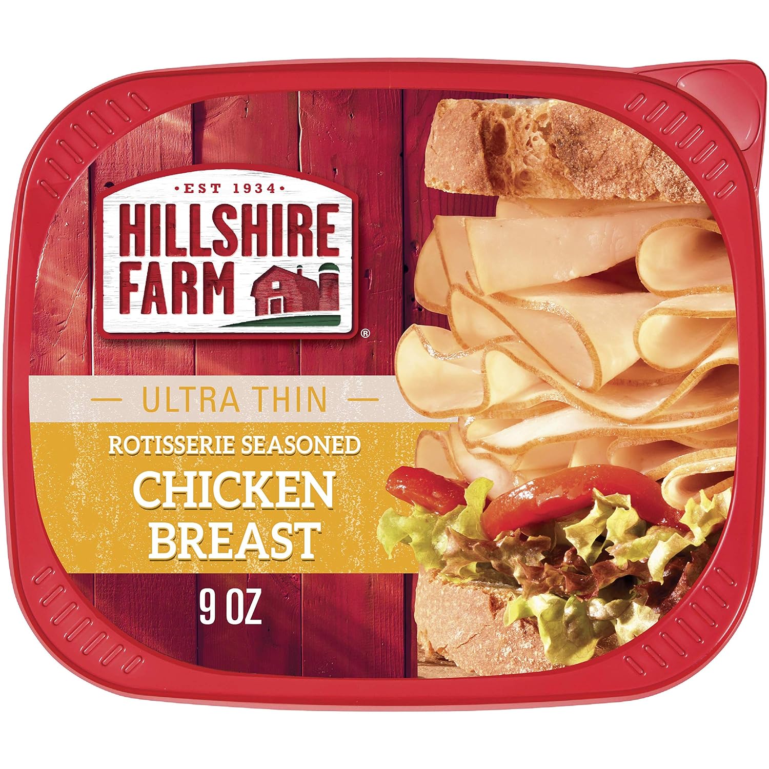 Hillshire Farm Ultra Thin Sliced Deli Lunch Meat, Rotisserie Seasoned Chicken Breast, 9 oz