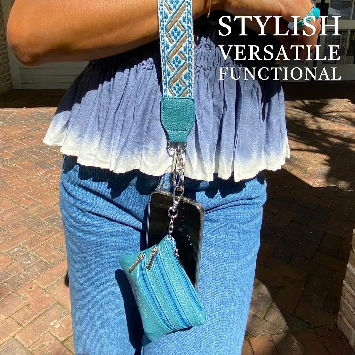 Save the Girls Original Clip and Go Phone Strap Pattern - Crossbody Phone Strap Chain with Zipper Wallet Pouch - Image 5