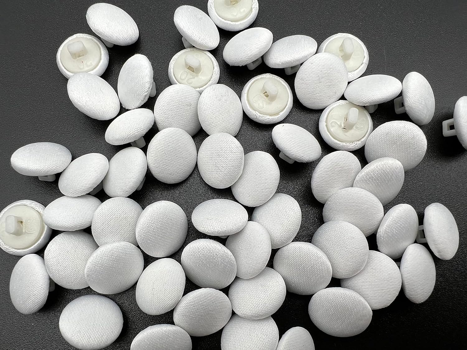 PEPPERLONELY 50PC 1/2 Inch Satin Cloth Buttons with Shank and Buttonhole Set for Bridal, Wedding Dress, Satin Blouse, Prom, Formal Dress - Ivory