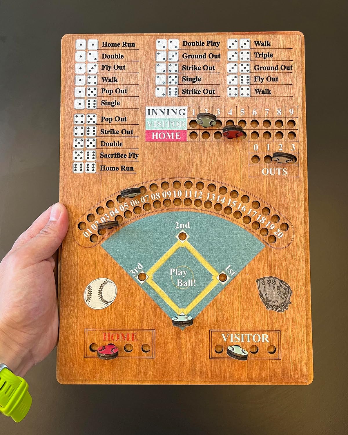 CBLKUS Baseball Dice Board Game,Fun Board Game with Dice,Wooden Baseball Games for Family,Party and Holiday Gatherings,Baseball Board Game Premium Version