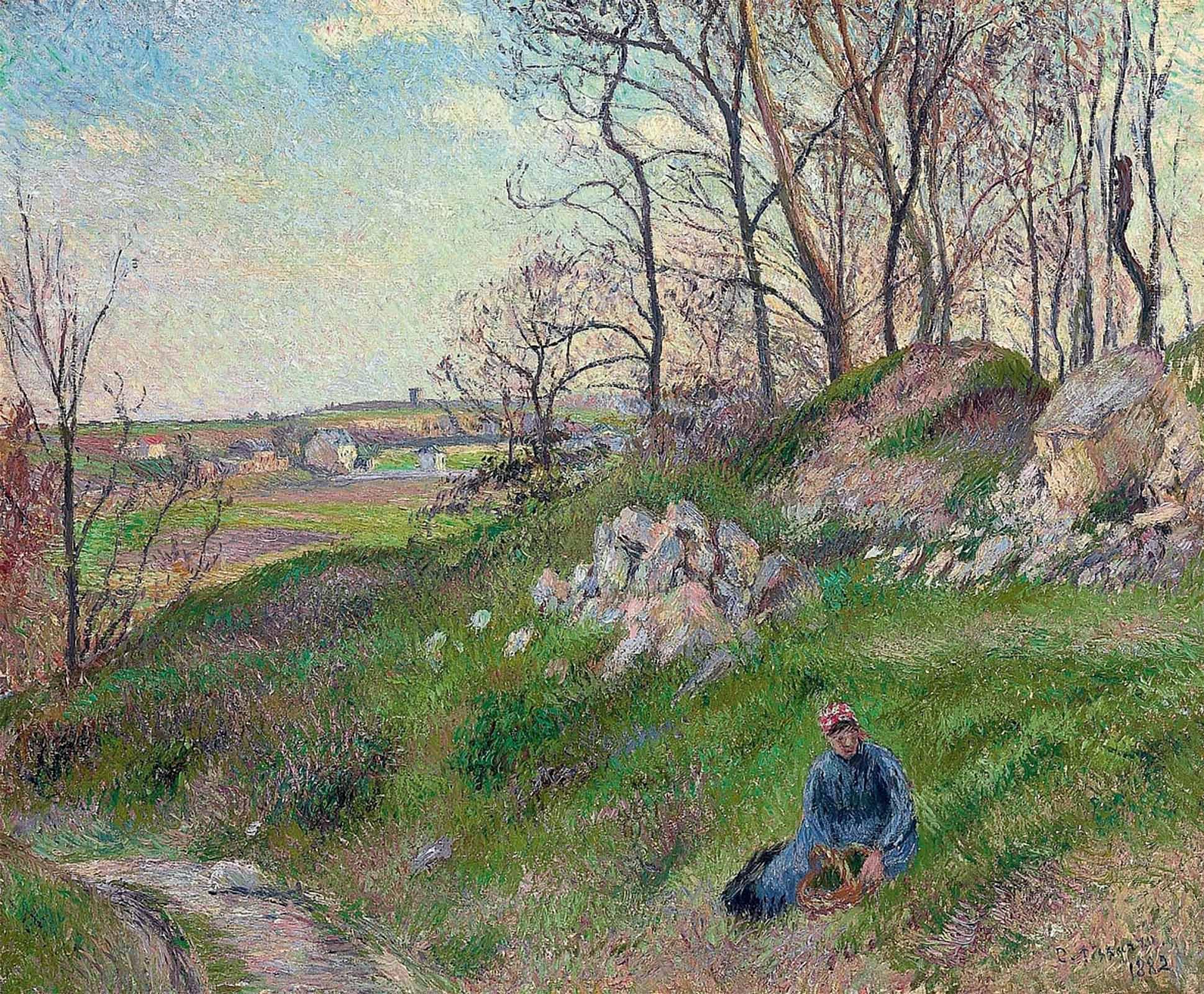 POSTERIIk Vintage Art Print Images Pictures Print the Quarries of Chou Pontoise by Camille Jacob Pissarro Modern Colour Posters for Office Home Decor 60x90cm