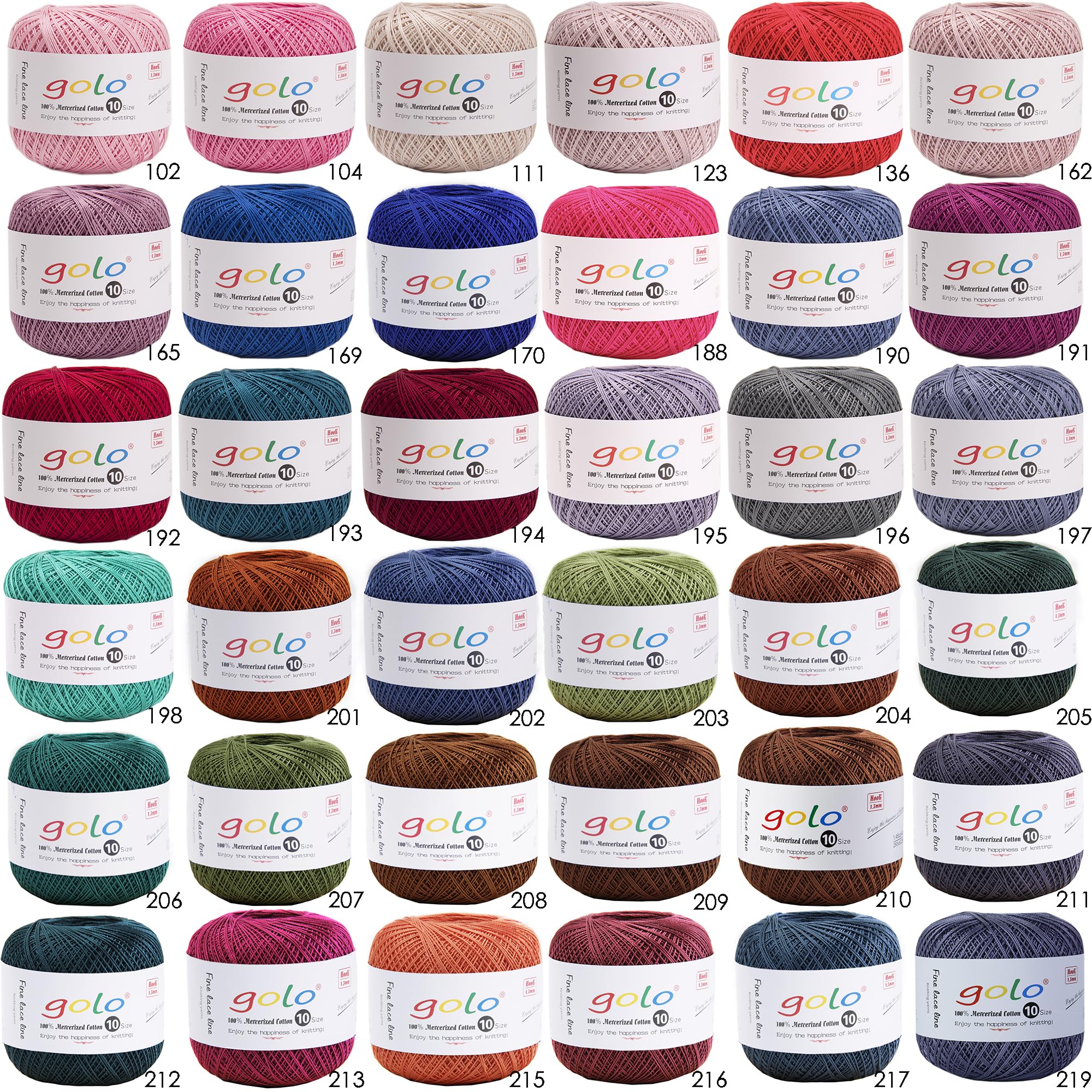 golo Crochet Thread Size 10 White Yarn for Hand Knitting White 801