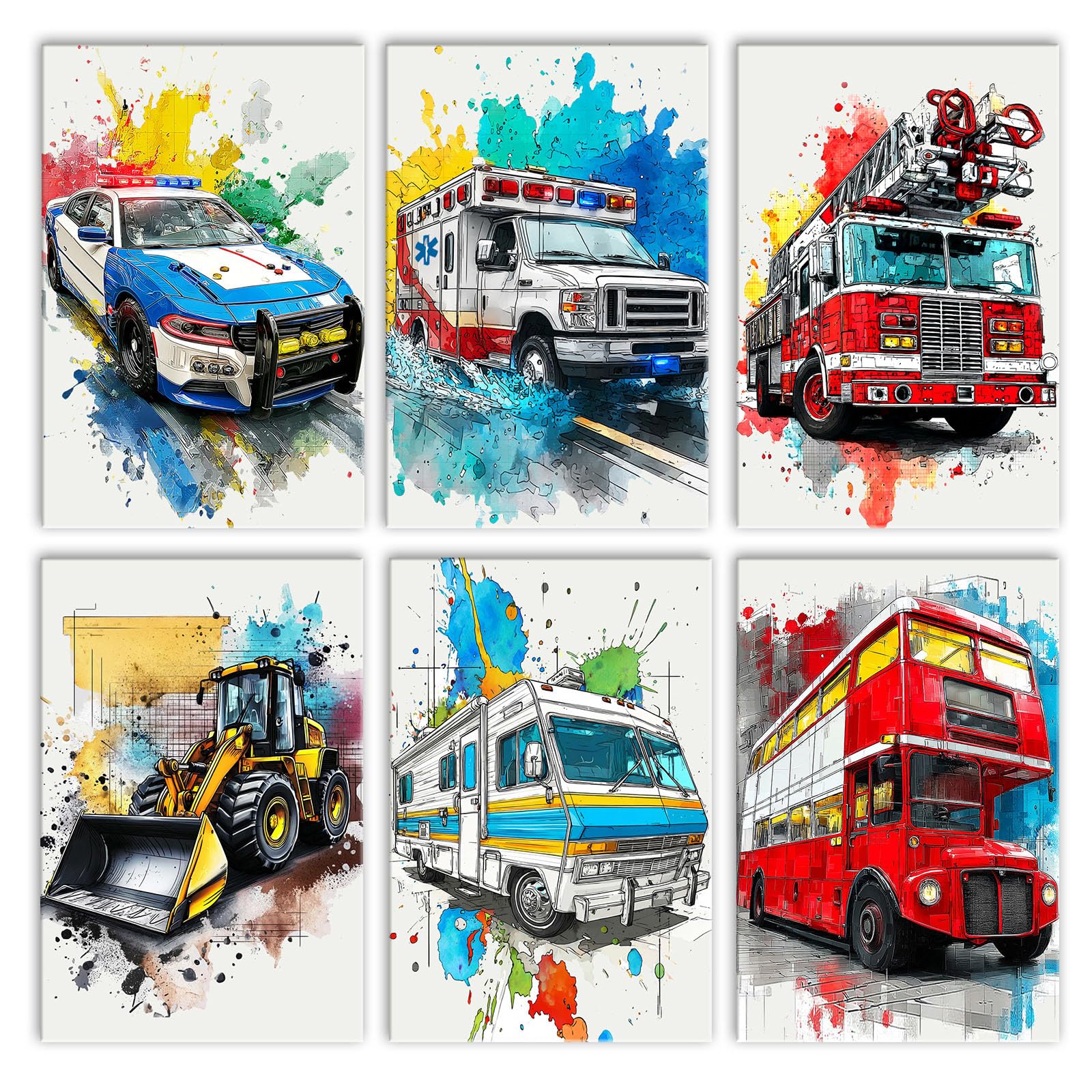 Aihonmin 6 Pack City Cars Paint by Numbers for Adults Beginner Automobile Oil Painting Kits on Canvas with Brushes Acrylic Painting Sedan DIY Paintwork Home Decor Gifts 8x11.8 Inch (Frameless)