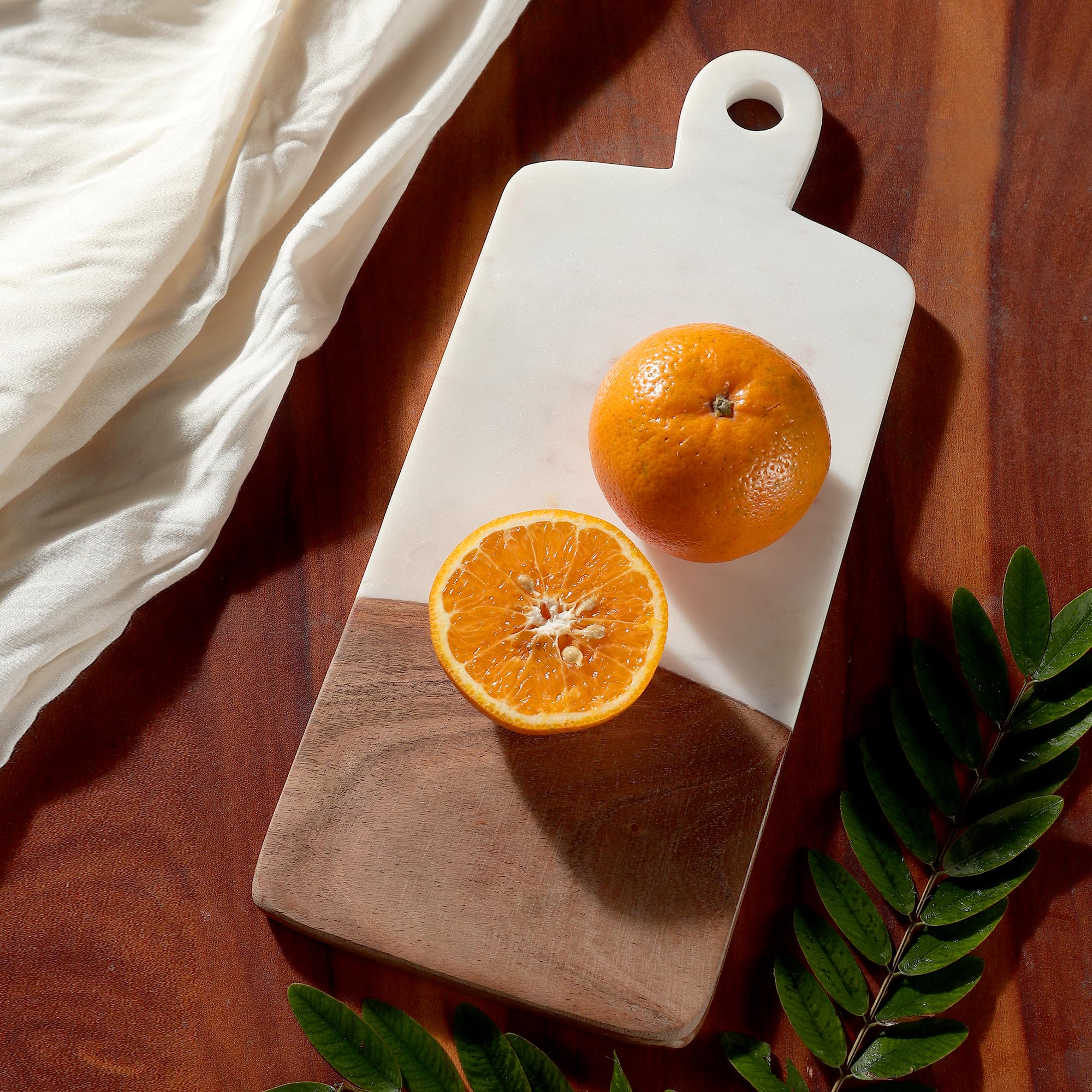 Hashcart Marble & Wood Cutting Board - Kitchen Chopping Board for Meat (Butcher Block), Cheese, Vegetables, and Charcuterie | Kitchen Essentials