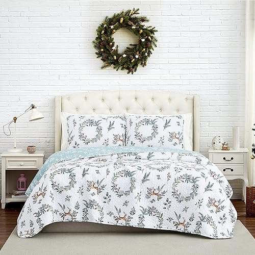 Miniatura 42 de Southshore Fine Living, Inc. Holly Jolly - Juego de ropa de cama suave de 3 piezas con fundas acolchadas, tamaño matrimonial/queen 01-Blanco,02 -