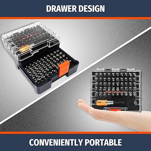 Miniatura 5 de PRIDE&CRAFT Juego de puntas de destornillador de 102 piezas con soporte de brocas de liberación rápida de 14 pulgadas, juego de puntas de