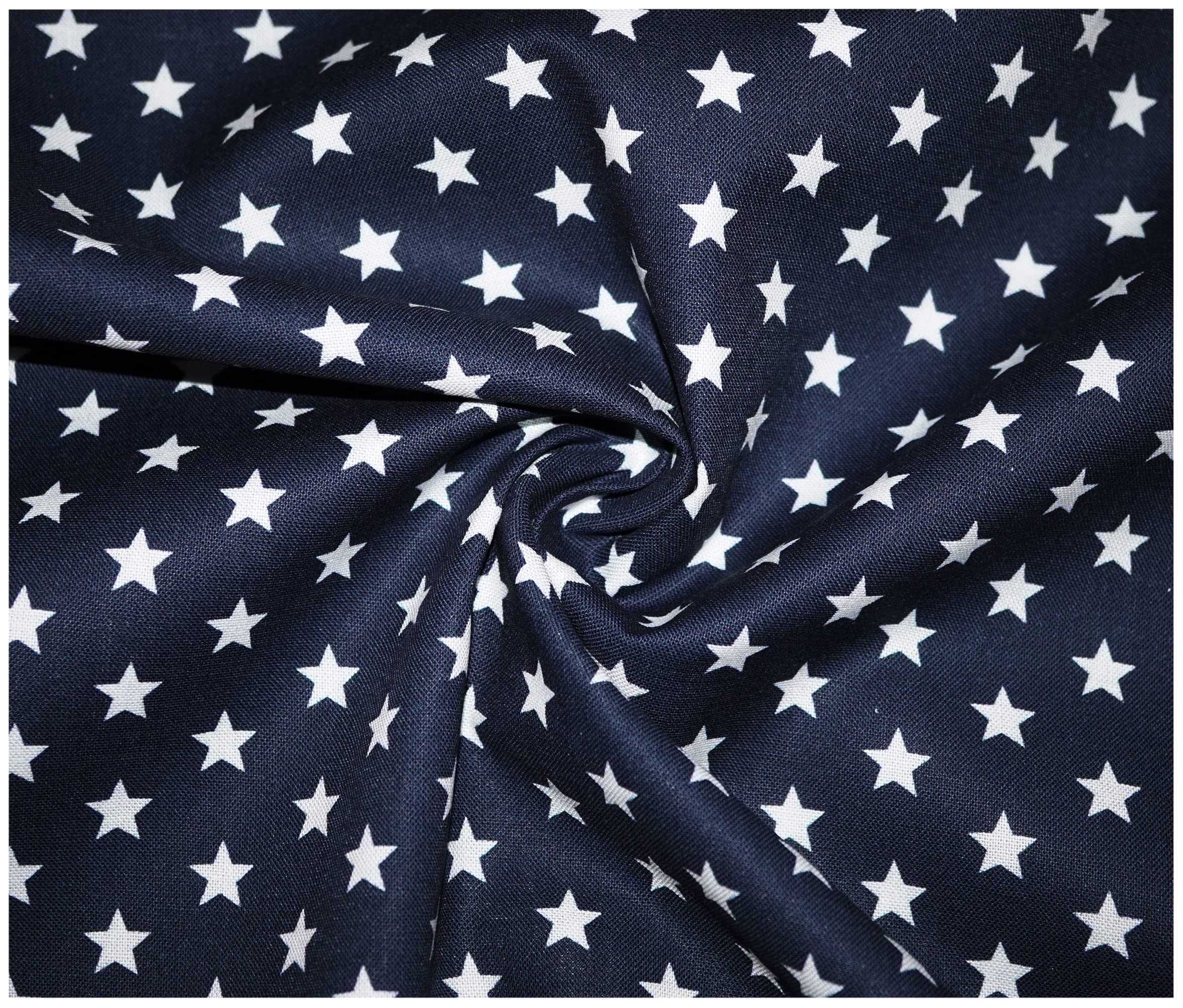 100% Cotton Little Stars Star Poplin Fabric Sewing Arts & Crafts Dressmaking in 13 Colours (3 Metre (300 x 140cm), Navy)