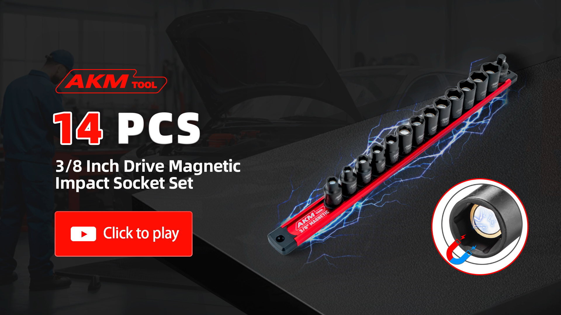 Amazon.com: AKM TOOL 3/8 Inch Drive Magnetic Impact Socket Set, 14