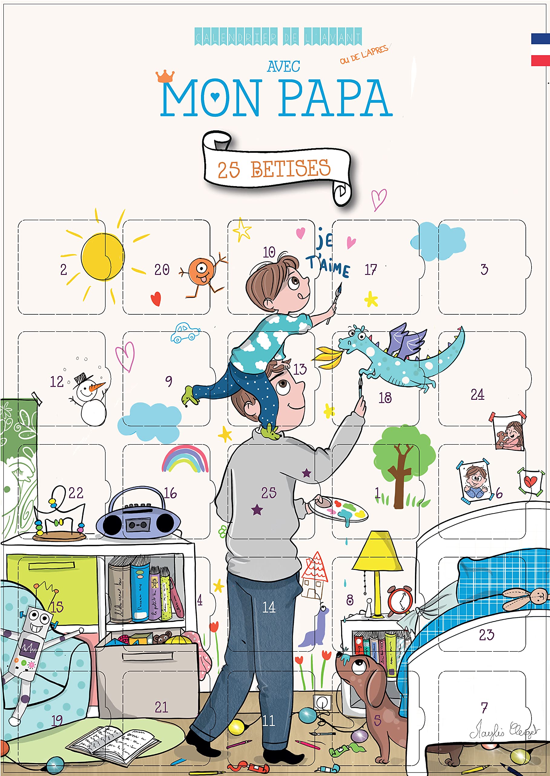 Calendrier de l'avant pour papa avec 25 bêtises père-fille ou père-fils - Premières fêtes des pères