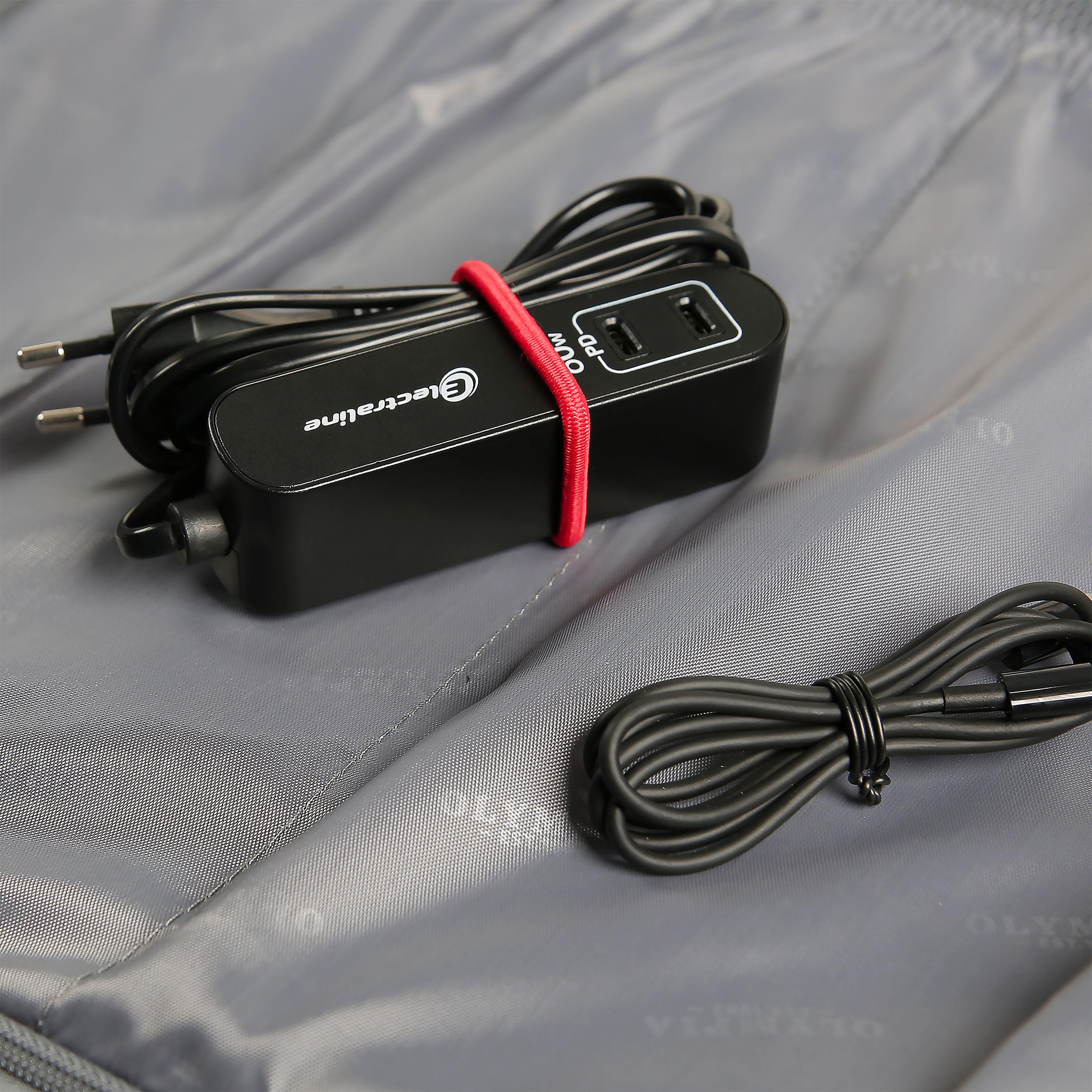 Electraline 62655 Przenośna ładowarka Power Delivery GaN z 2 protokołami USB typu C PPS do ładowania wszystkich urządzeń (w tym komputerów), przedłużacz 1,5 m, wtyczka europejska, 60 W PD