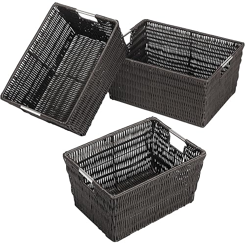 Whitmor Rattique Storage Baskets - Espresso (3 Piece Set)