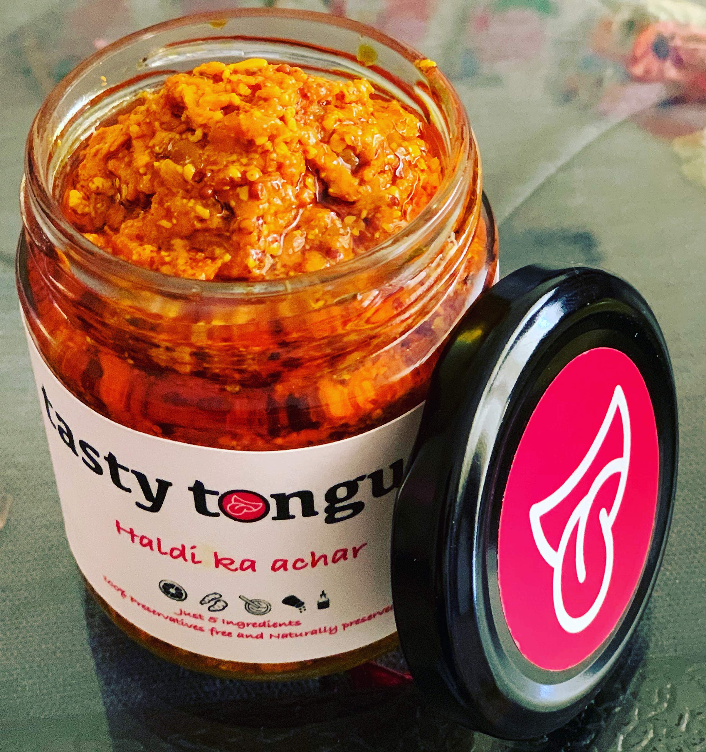 tasty tongue - Homemade Haldi Ka Achar (Raw Turmeric/Curcumin with Lemon Decoction Super Pickle), Traditional, Healthy, Certified, No Added Preservatives/Chemicals | 190 GMS food grade Jar 4