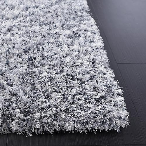 Miniatura 5 de SAFAVIEH Malibu Shag Collection - Alfombra de área, 10 x 14 pies, color plateado, hecho a mano, sólida, 1.4 pulgadas de grosor, ideal para zonas de