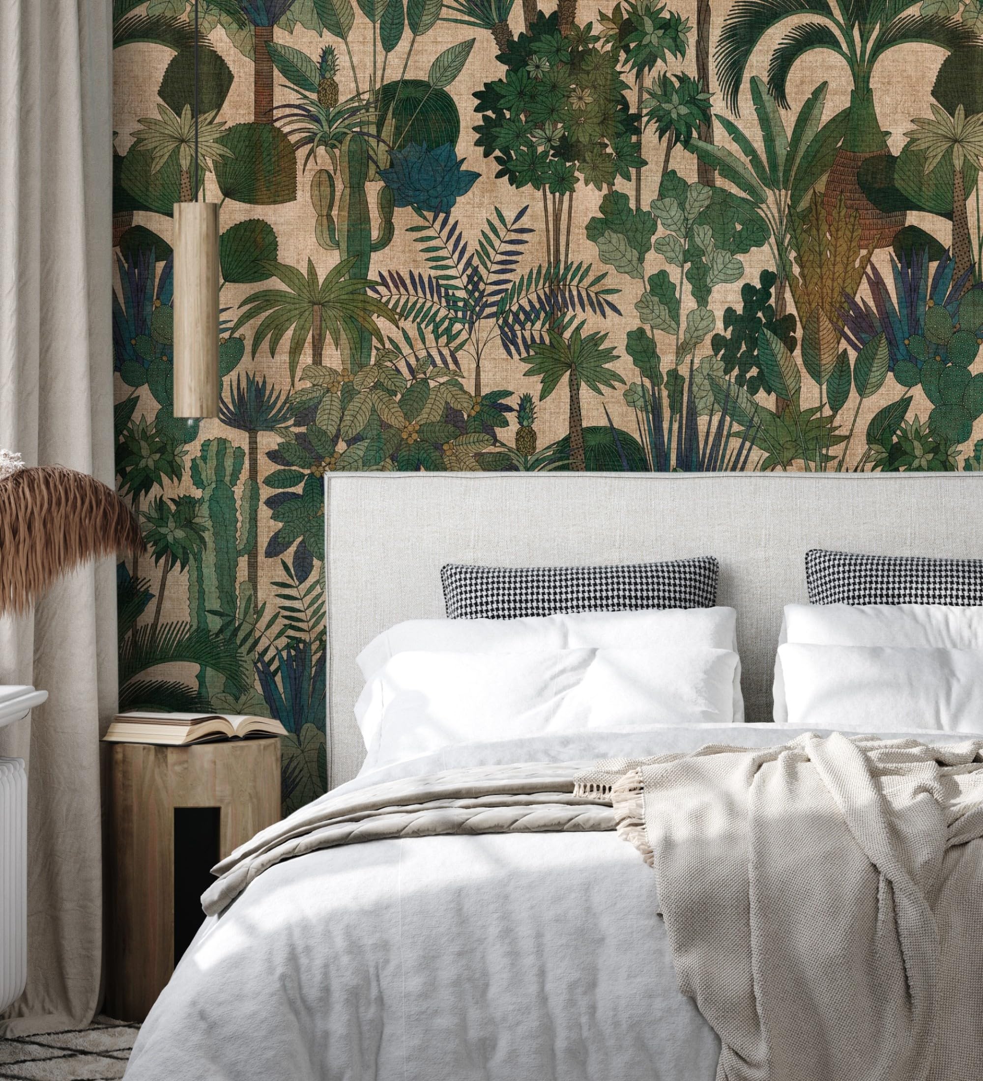 Papier peint vinyle mural jungle exotique vert foncé GAULAN 683231