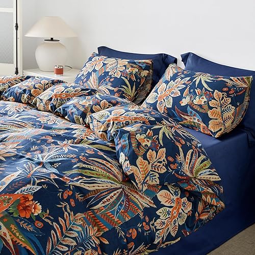 Miniatura 2 de SUSYBAO Funda de edredón geométrica colorida tamaño King, 100% algodón egipcio, estilo bohemio, zigzag, juego de 3 piezas, 1 funda de edredón con