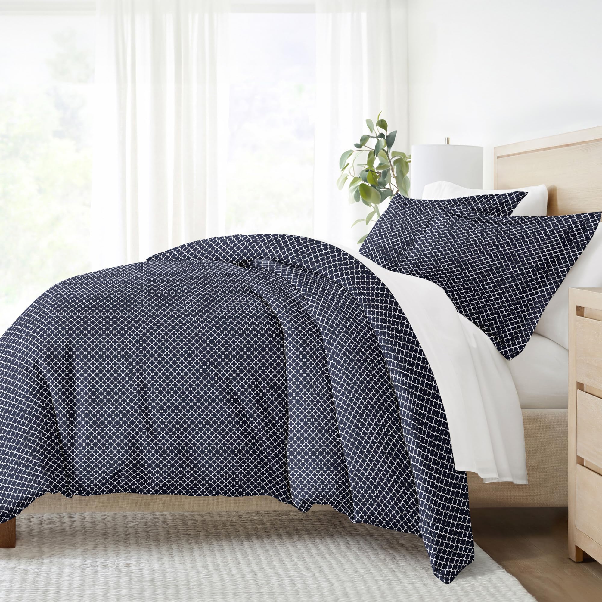 Linen Market Duvet Cover Queen (Navy) - Experience Hotel-Like Comfort with Unparalleled Softness, Exquisite Prints & Solid Colors for a Dreamy Bedroom
