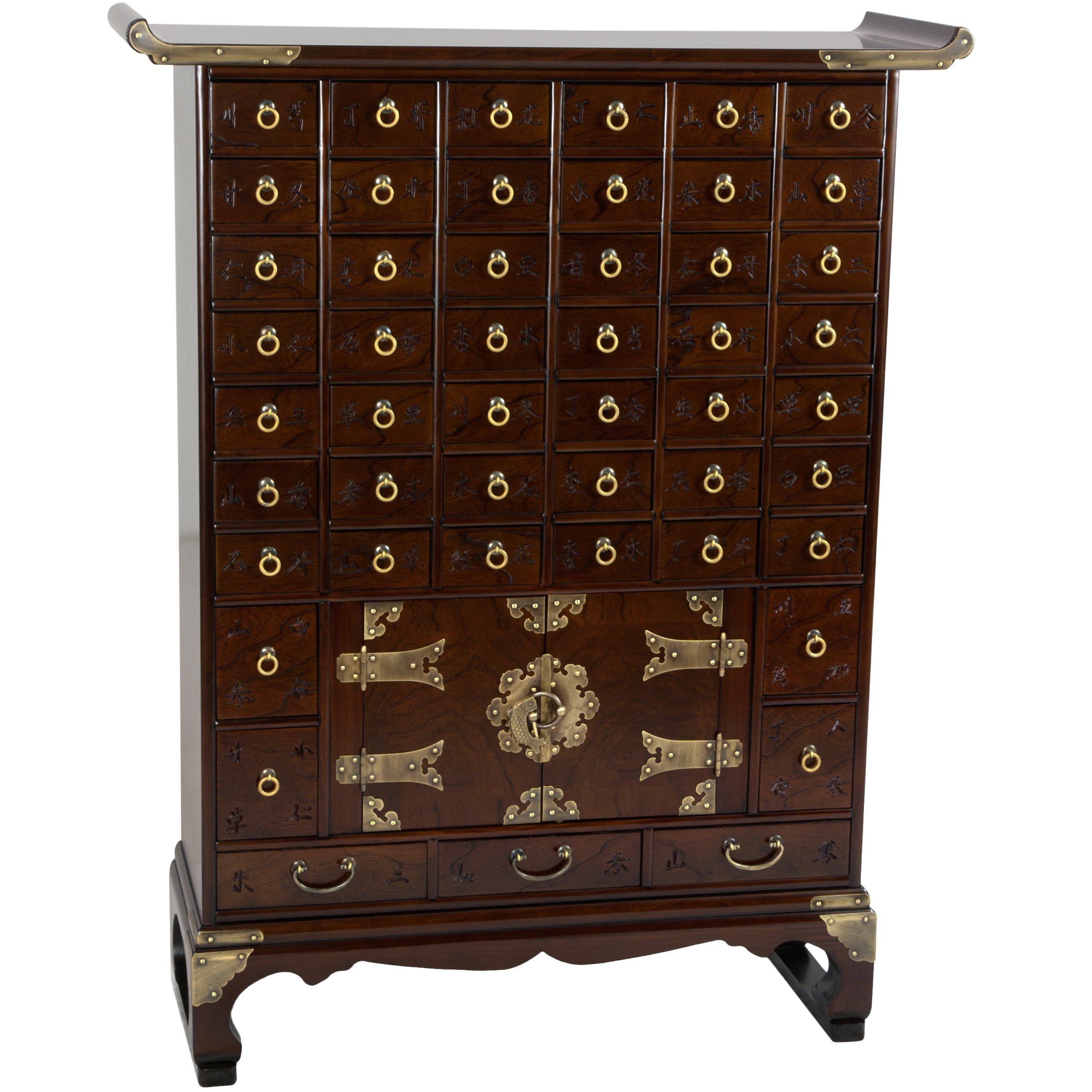Oriental Furniture Korean Antique Style 49 Drawer Apothecary Chest