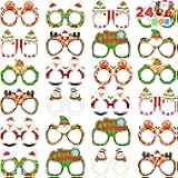 24 Pcs Christmas Paper Eyeglasses, Christmas Party Glasses with 9 Unique Designs, Christmas Eyewear Accessories Holiday Glasses for Adults and Children Game Props Photo Tools