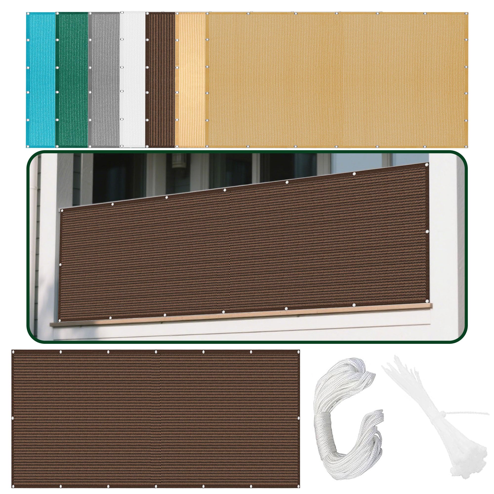 Toile d'ombrage rectangulaire haut de gamme coloris brun résistant aux UV