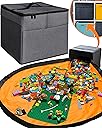 XL Toy Storage Organizer with Play Mat - Storage Bag/Box for Kids, Boys, Girls, Nursery, Playroom - Basket for Building Bricks/Blocks - Collapsible Fabric Cube Bin, 13"x13"x15"