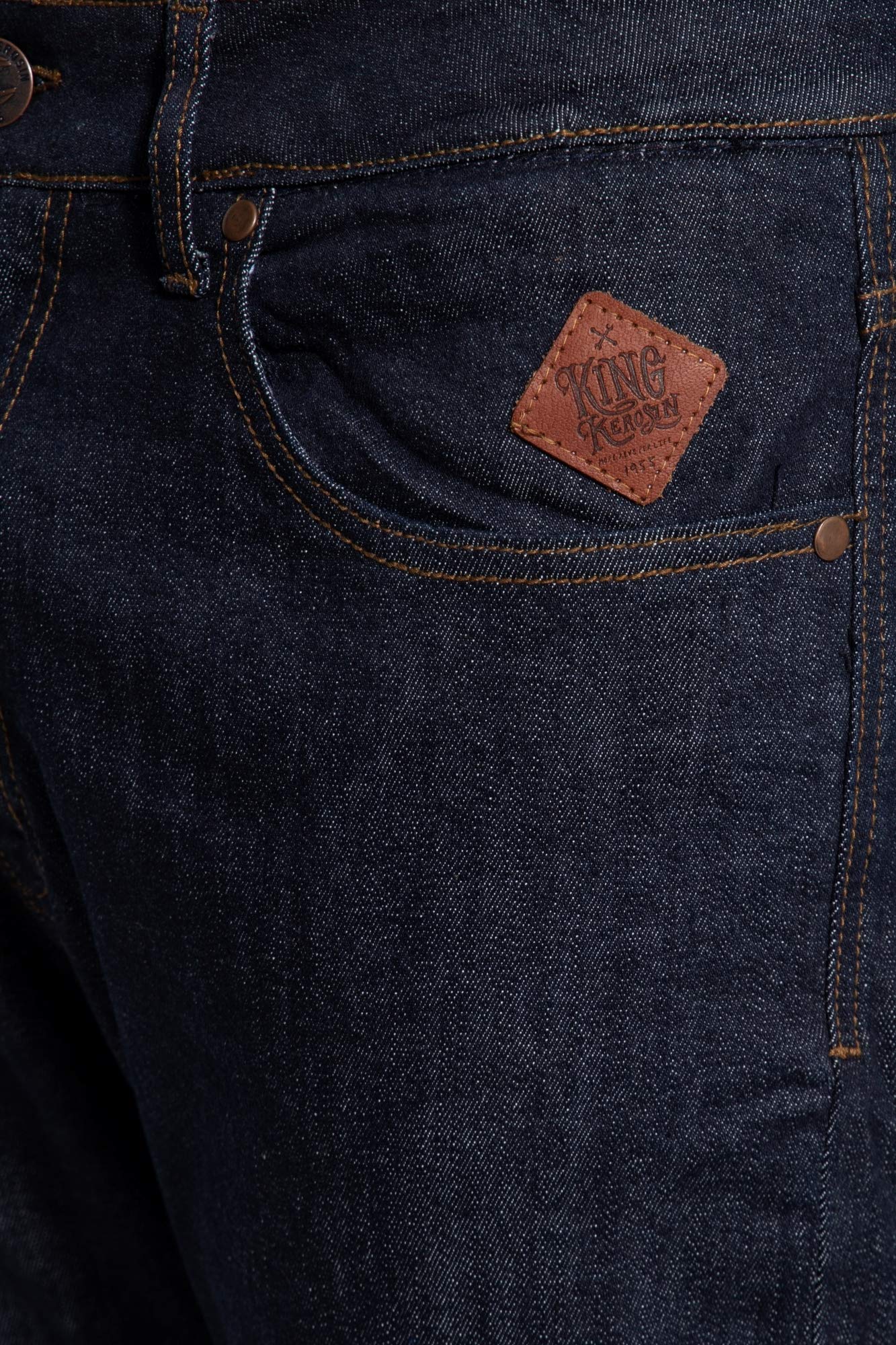 King Kerosin Herren Basic 5-Pocket Vintage Selvedge Jeans Baumwolle Stretch Straight Fit Robin
