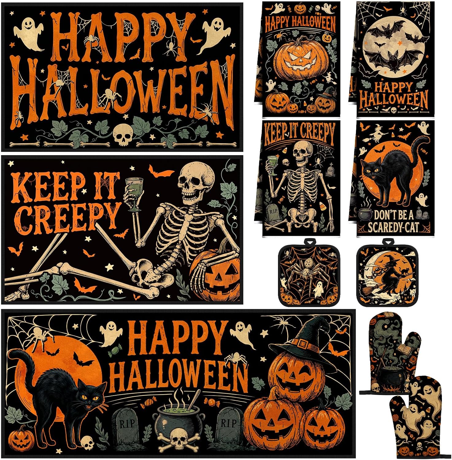 11 Pcs Halloween Kitchen Decor Set Cute Ghost Kitchen Set Boo, Halloween
