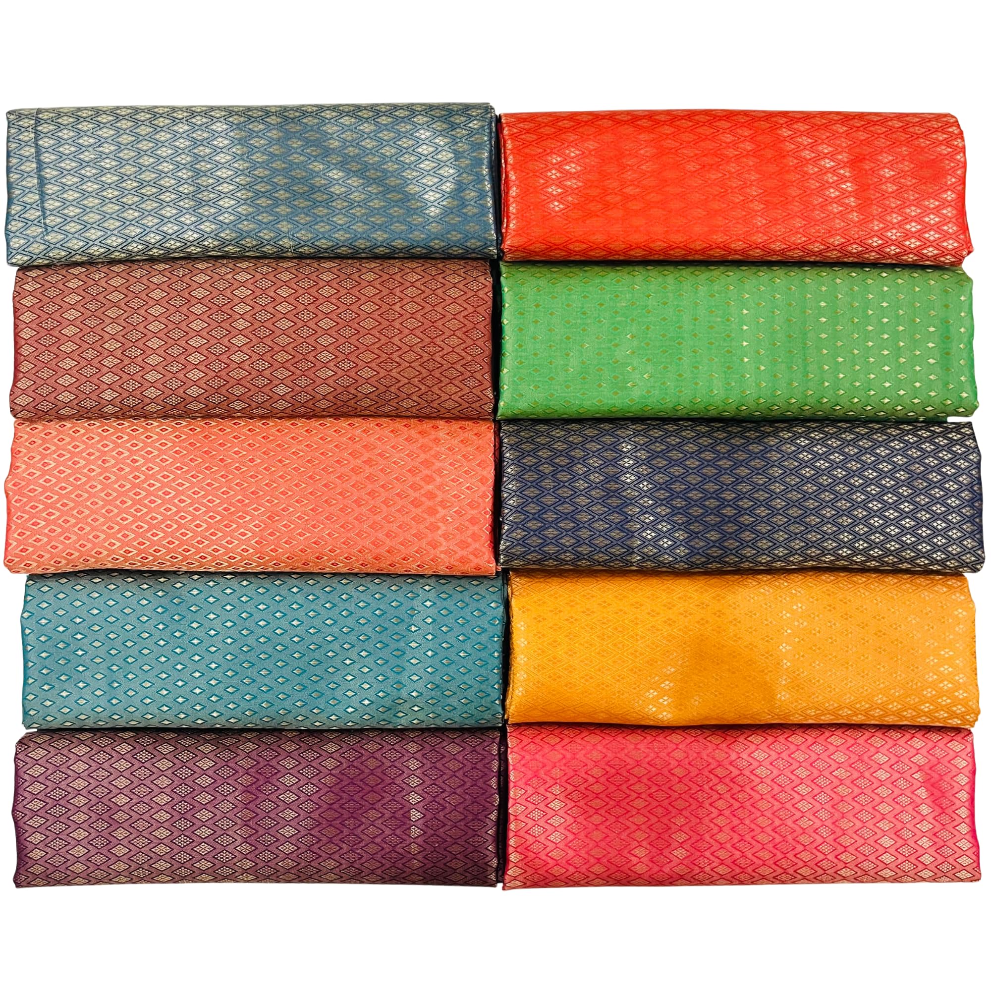 Unstitched Blouse Piece Material Cotton Silk – Set of 10 Fabric Pieces (1 Meter Each)