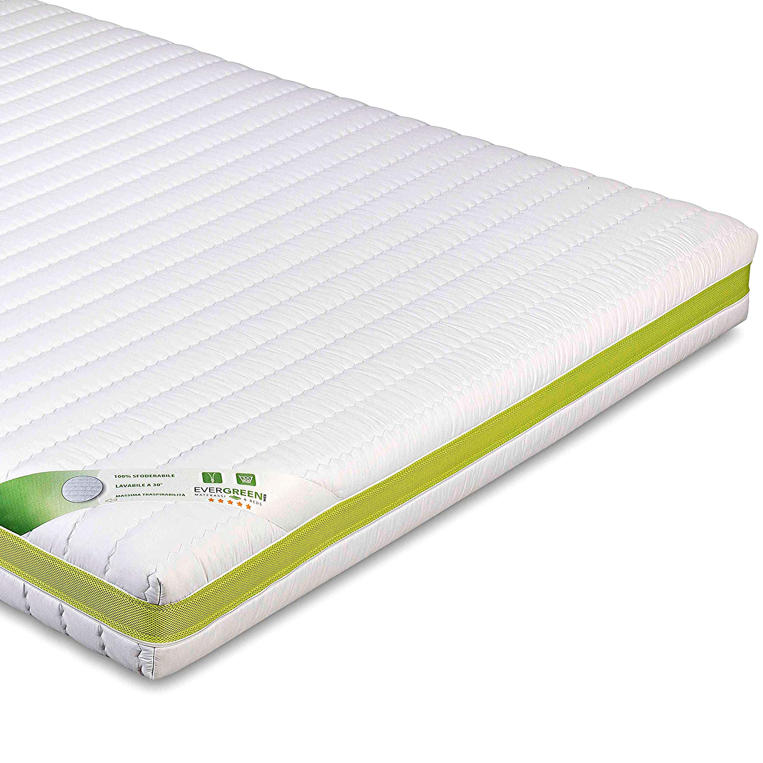 EVERGREENWEB - Fodera per Materasso Matrimoniale, Rivestimento Sfoderabile con Cerniera, Coprimaterasso Imbottitura Anallergica, 160x190 Alto 18-20 cm, Bianco