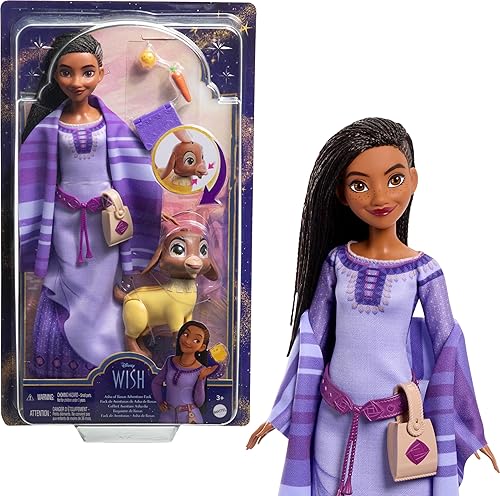 Miniatura 1 de Mattel Disney Wish Asha of Rosas Adventure Pack Muñeca, muñeca de moda posable con moda extraíble, amigos animales y accesorios, juguetes inspirados