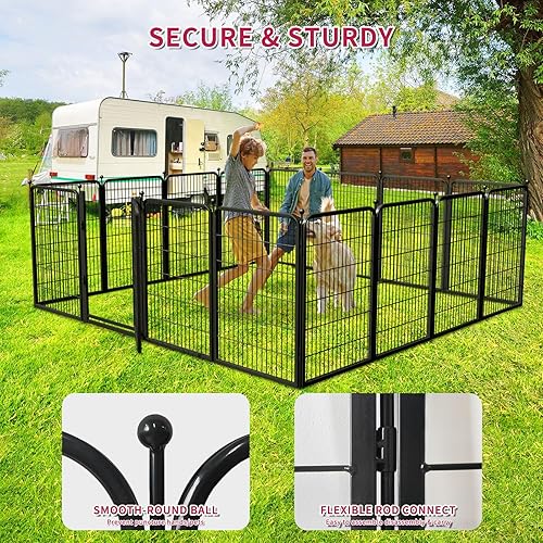 Miniatura 3 de Corralito para perros, 40 pulgadas, 8 paneles, valla para perros con puerta extra ancha, corral para mascotas anti-tropiezos, corral para perros a