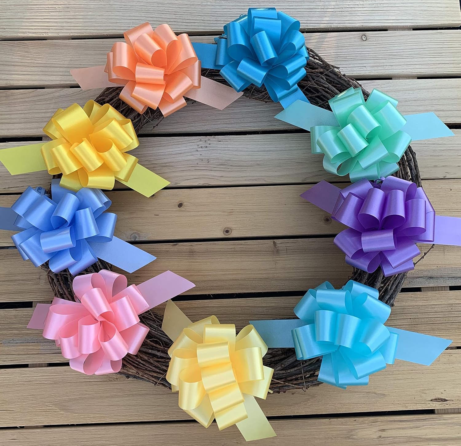 Easter Gift Basket Pull Bows - 5" Wide, Set of 9, Christmas, Pink, Green, Blue, Lavender, Yellow, Pastels, Birthday, Presents, Wreath, Swag, Spring, Pride, Baby Shower, Decoration, Classroom, Office