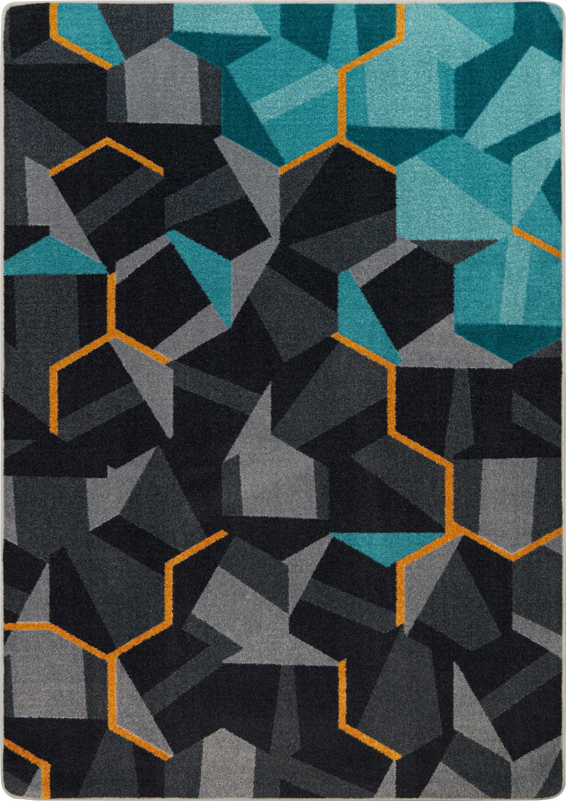 Kid Essentials Stealth Teal 3'10" x 5'4" Area Rug by Joy Carpets – 3'10" x 5'4" (Rectangular), Nylon, Teal, Model 2134B-01