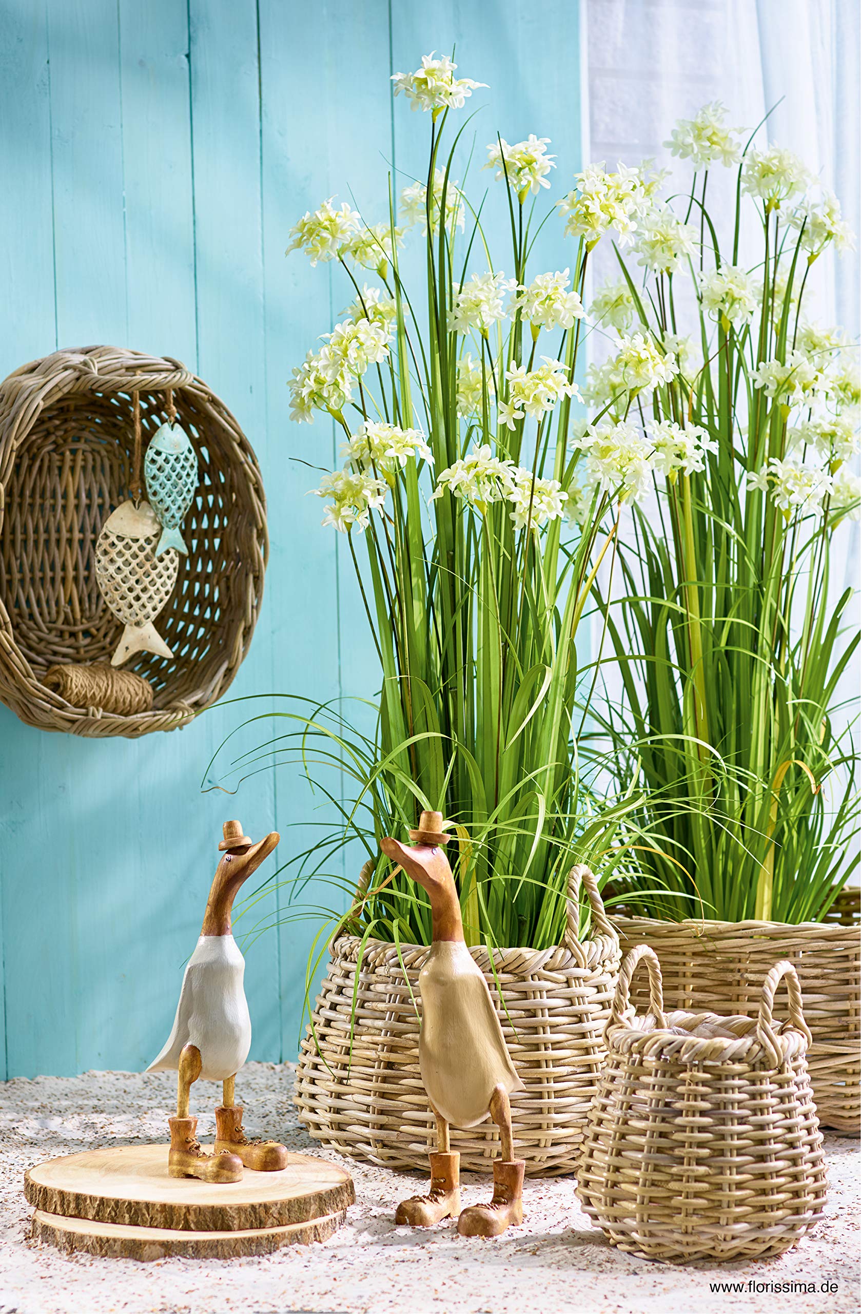 Klocke Pflanzgefäße Wunderschöne & Ovale Rattan Gartenkörbe mit Folie & Griffen - Natur Pflanzkorb Weide/Weidenkorb/Blumenkorb - Indoor & Outdoor - Terrasse/Balkon Übertopf
