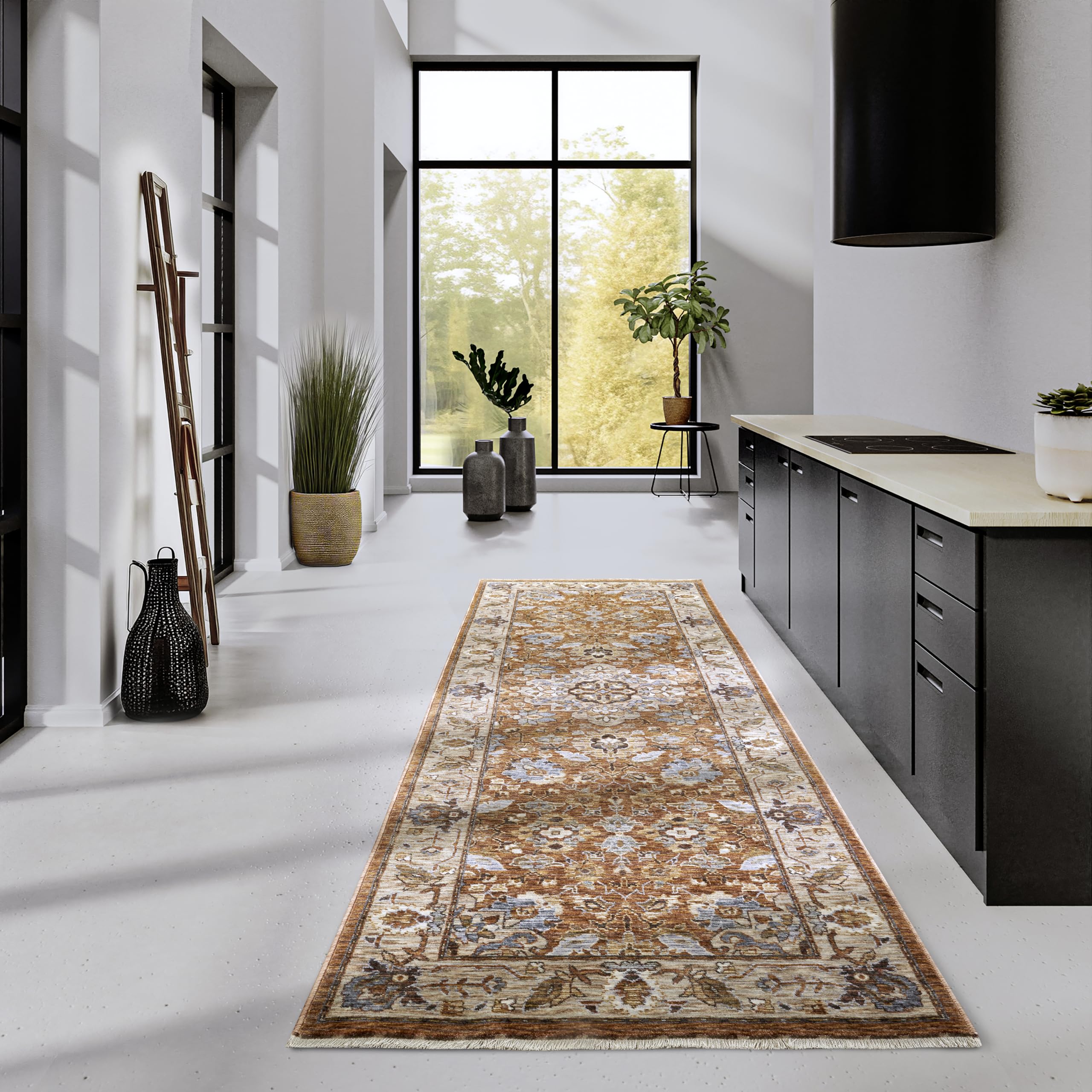 Villeroy & Boch Laagpolig tapijt Ambroise, modern woonkamertapijt, hoog-laag-effect, modern patroon voor woonkamer, slaapkamer, eetkamer, junglegroen, 160 x 230 cm